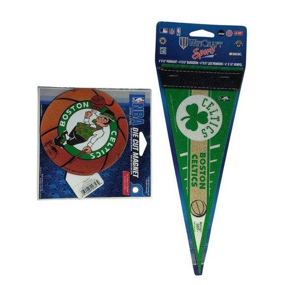 NBA Boston Celtics Die Cut Magnet and Mini Pennant NWT - Picture 1 of 16